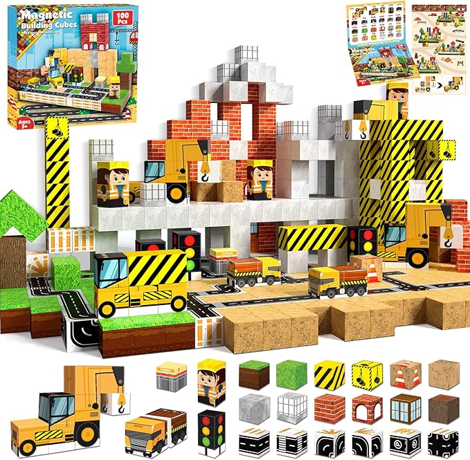 Magnetic Building Tiles Set 100Pcs - 100 Stück magnetische Blöcke, magnetische Bausteine,