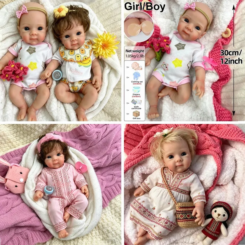 Reborn Baby Doll Silicone Realistic - 12 Zoll Silikon-Reborn-Babypuppe, Realistische 30cm Kleinkindpuppe