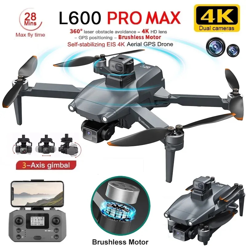 Fpv Brushless Rc Drone 4K - L600 PRO MAX GPS Drone Professionelle