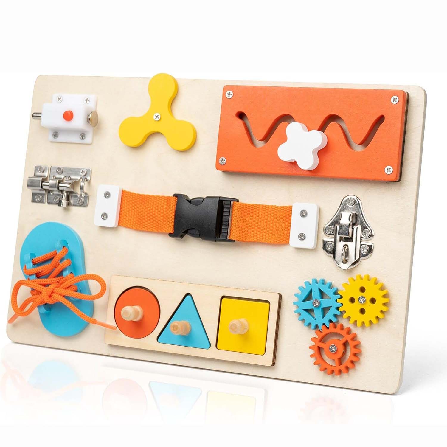 Montessori Wooden Busy Board Toddler - Montessori-Arbeitsbrett für Kleinkinder, Aktivitäts-Sensorbrett aus Holz