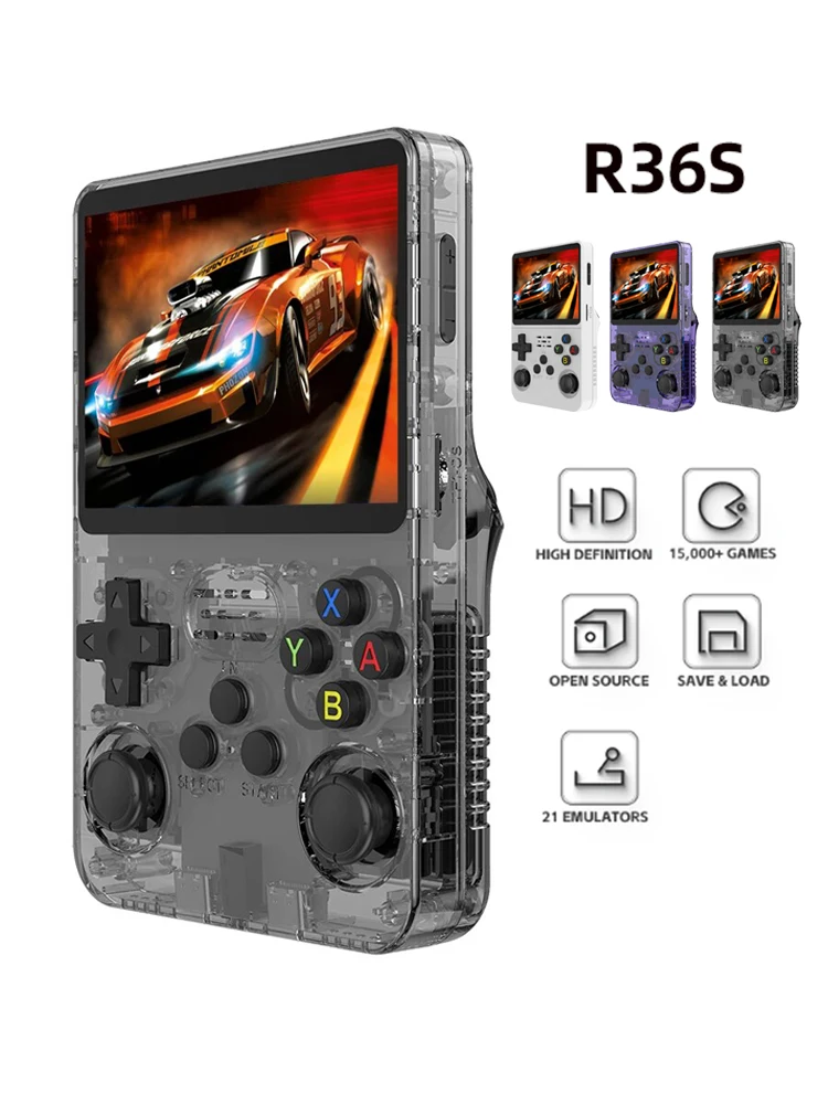 Retro Handheld Game Console R36S - 128G R36S Retro Handheld-Videospielkonsole Linux-System 3,5-Zoll-IPS-Bildschirm