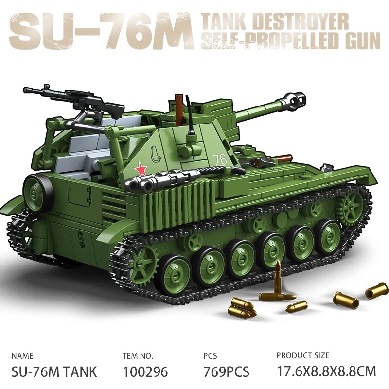 Lego Compatible Military Tank - Sowjetischer SU-76M Panzerabwehrwagen Selbstfahrende Artillerie Bausteine