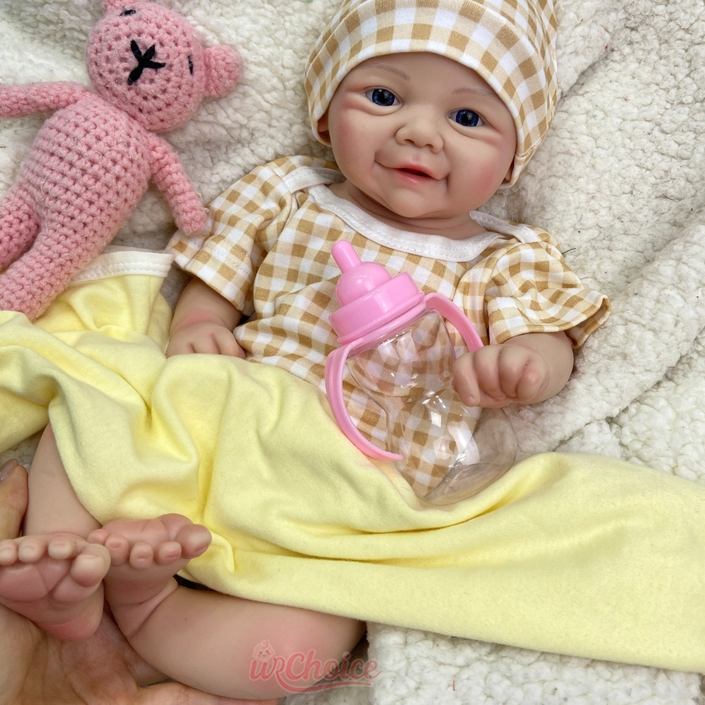 Reborn Baby Doll Silicone Realistic - Lebensechte Silikon-Reborn-Puppe mit offenen Augen, 43