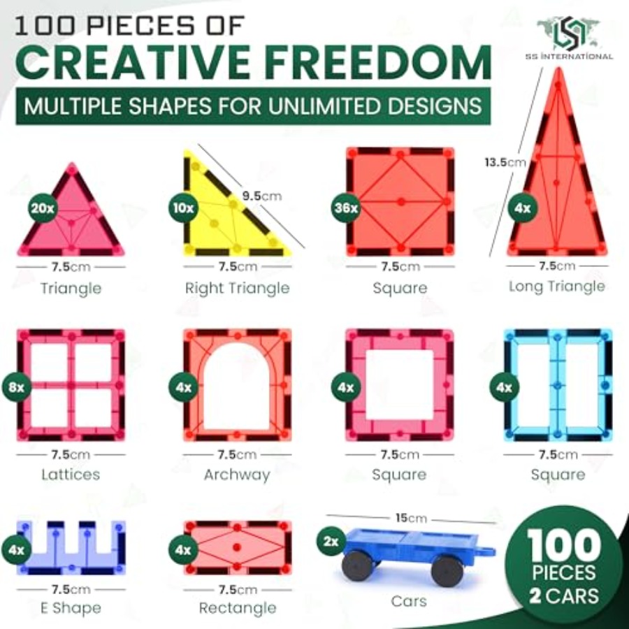 Magnetische Bausteine Set mit  – Magnetic Building Tiles Set 100Pcs Bewertung und Preis
