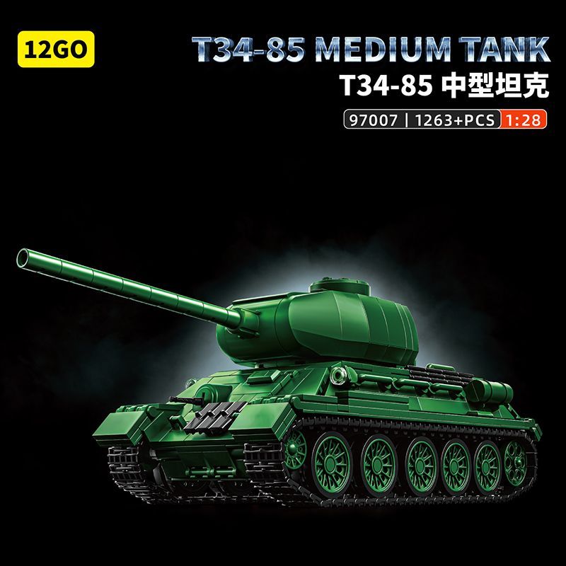 12GO97007 T34-85 Mittlerer Pan – Lego Compatible Military Tank Bewertung und Preis