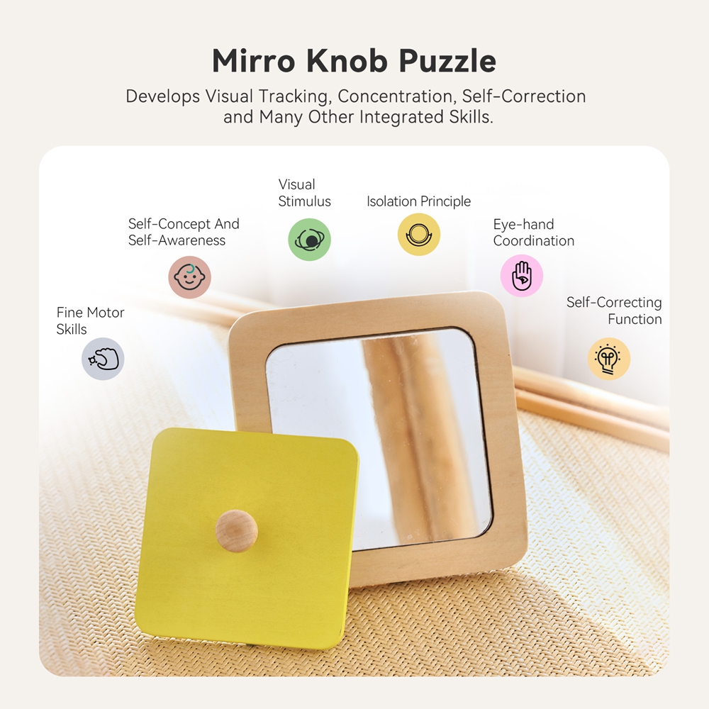 Montessori Holzspiegel-Puzzle, – Montessori Wooden Busy Board Toddler Bewertung und Preis