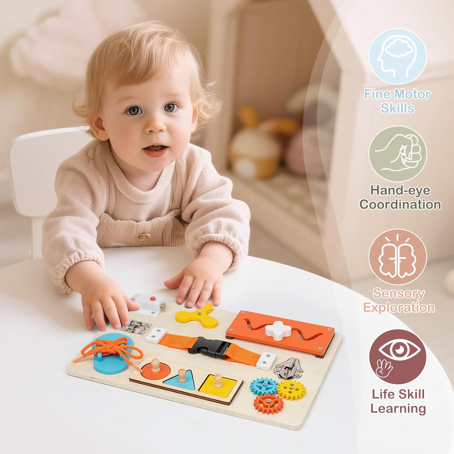 Montessori-Arbeitsbrett für Kl – Montessori Wooden Busy Board Toddler Bewertung und Preis